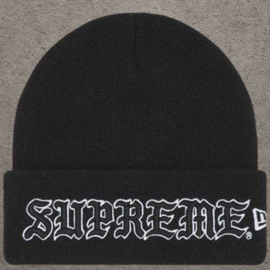 Supreme New Era Old English Beanie FW25 Black