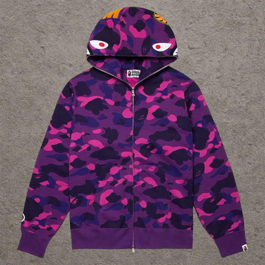 BAPE Color Camo Shark Full Zip Hoodie Purple
