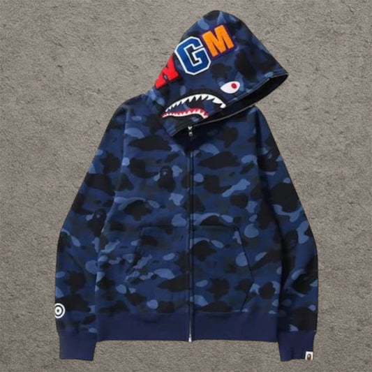BAPE Color Camo Shark Full Zip Hoodie Blue