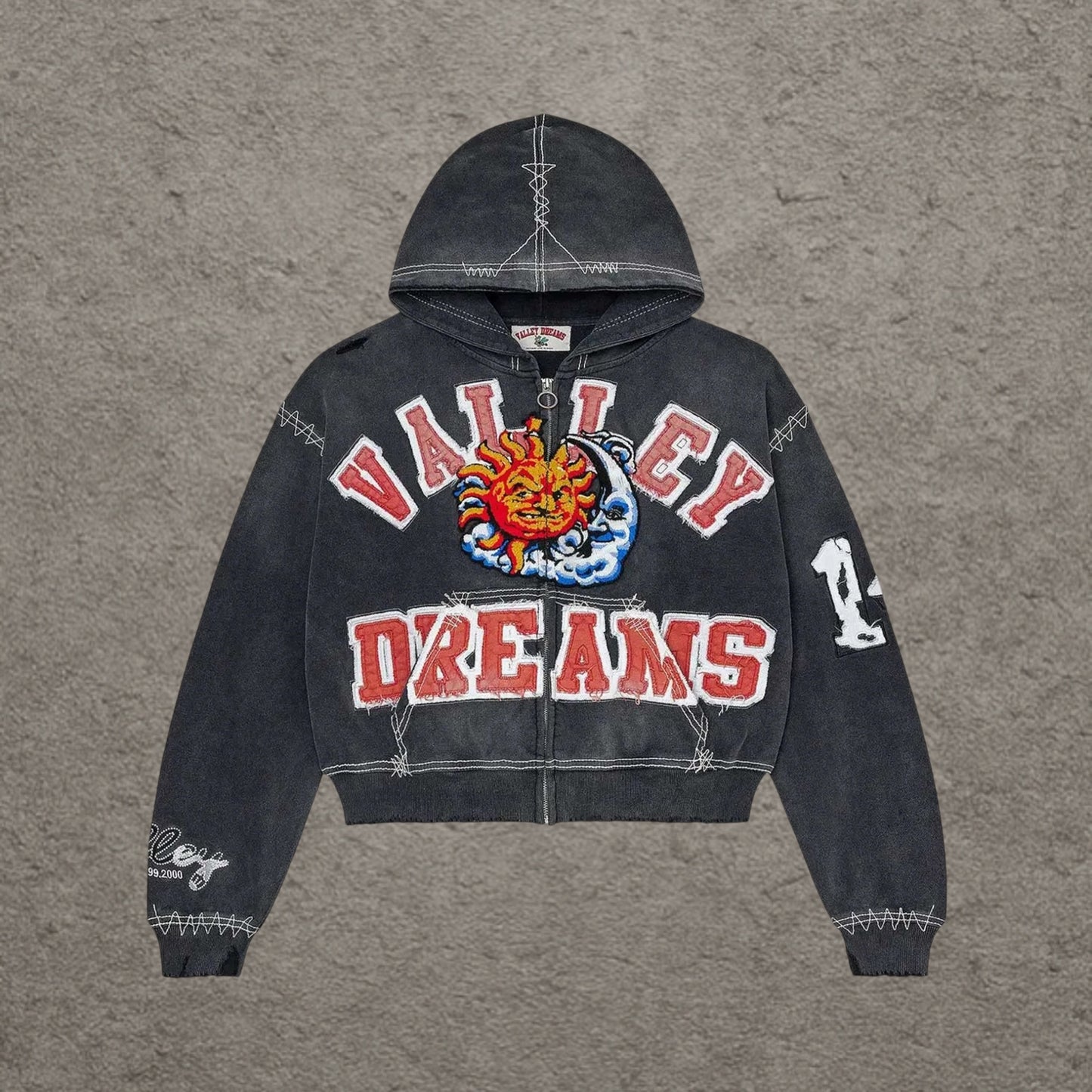 Vale Forever Sunny Zip Up Hoodie, Black