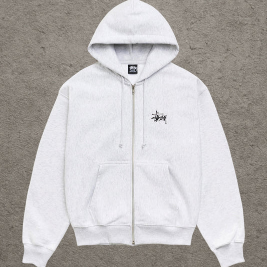 Stussy Basic Zip Hoodie Ash Heather