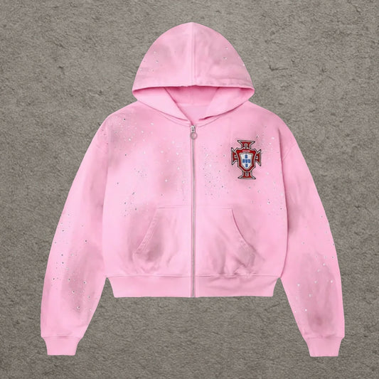 Vale Forever Pluto Clustered Zip Up Hoodie Pink