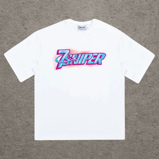 Triple Seven 7 Sniper Airbrush Logo Tee White