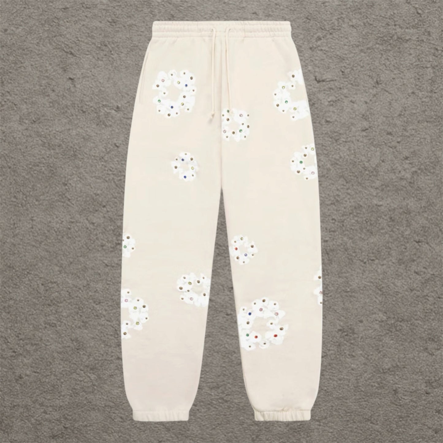 Denim Tears FW25 Rhinestone Sweatpants Oatmeal