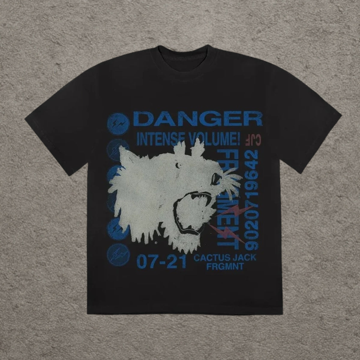 Travis Scott Cactus Jack For Fragment  Danger Tee, Washed Black