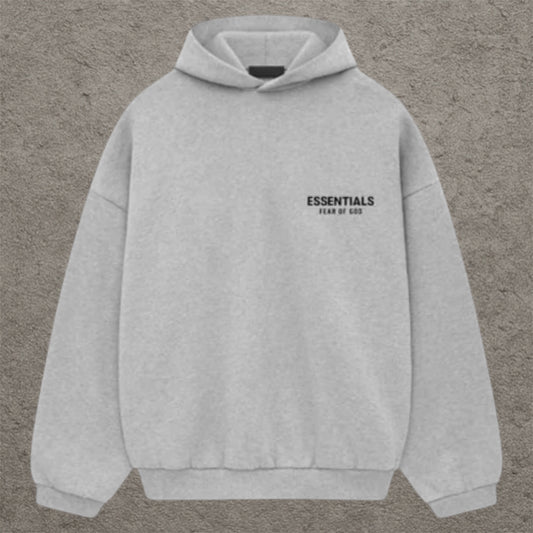 Fear Of God Essentials Pullover Hoodie Light Heather Gray Fleece (FW24)