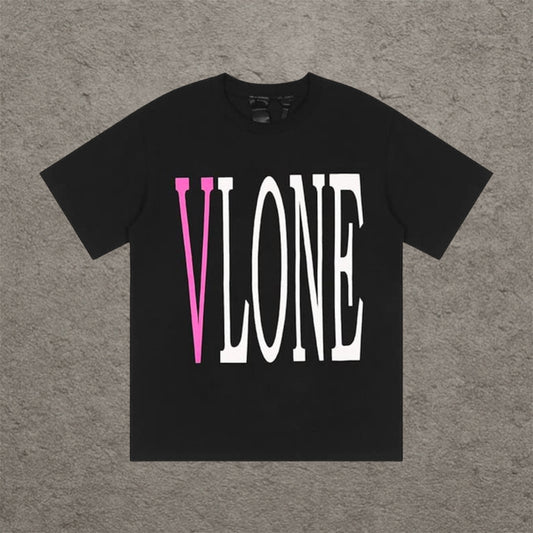 Vlone Pink Logo T-Shirt Black