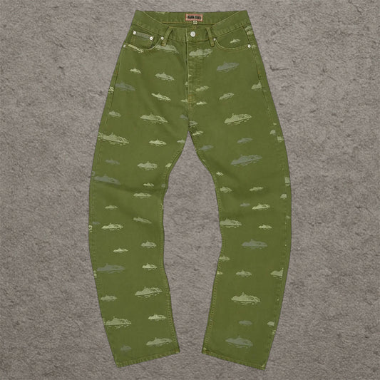 Corteiz Alcatraz Denim Jeans Khaki