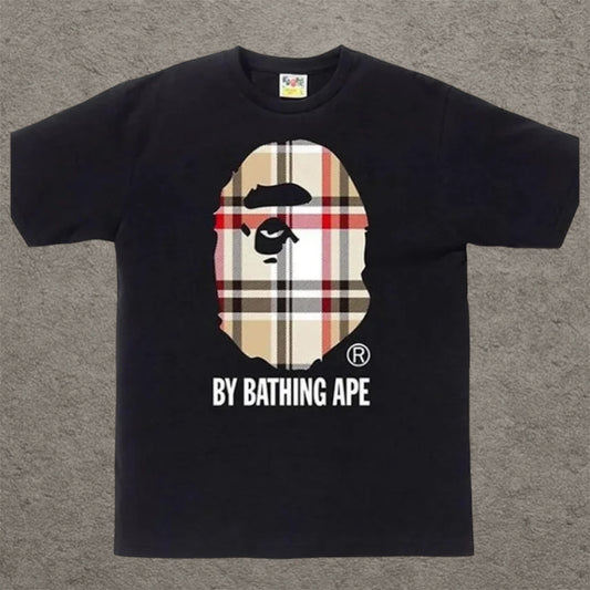 BAPE A Bathing Ape Check By Bathing Tee Black/Beige