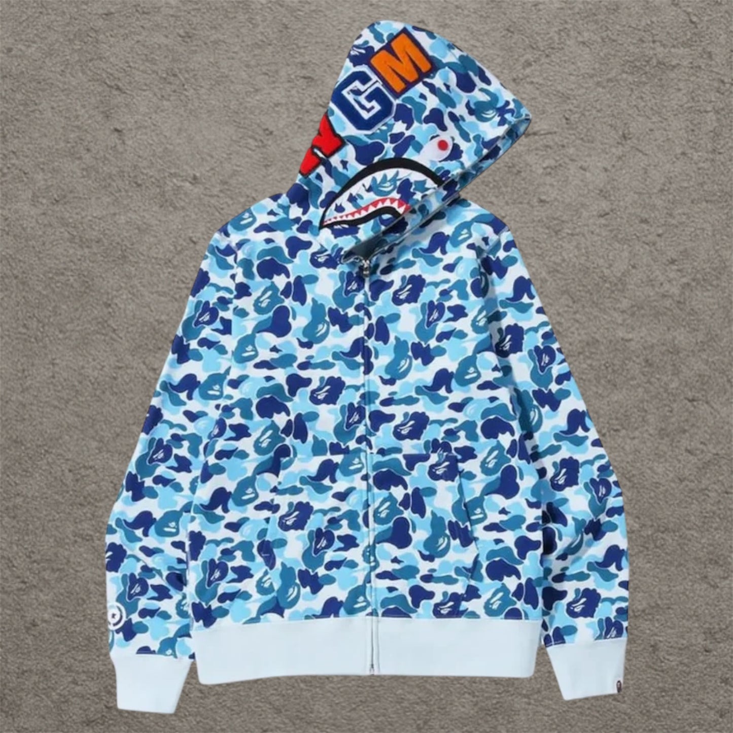 BAPE Color Camo Shark Full Zip Hoodie Light Blue
