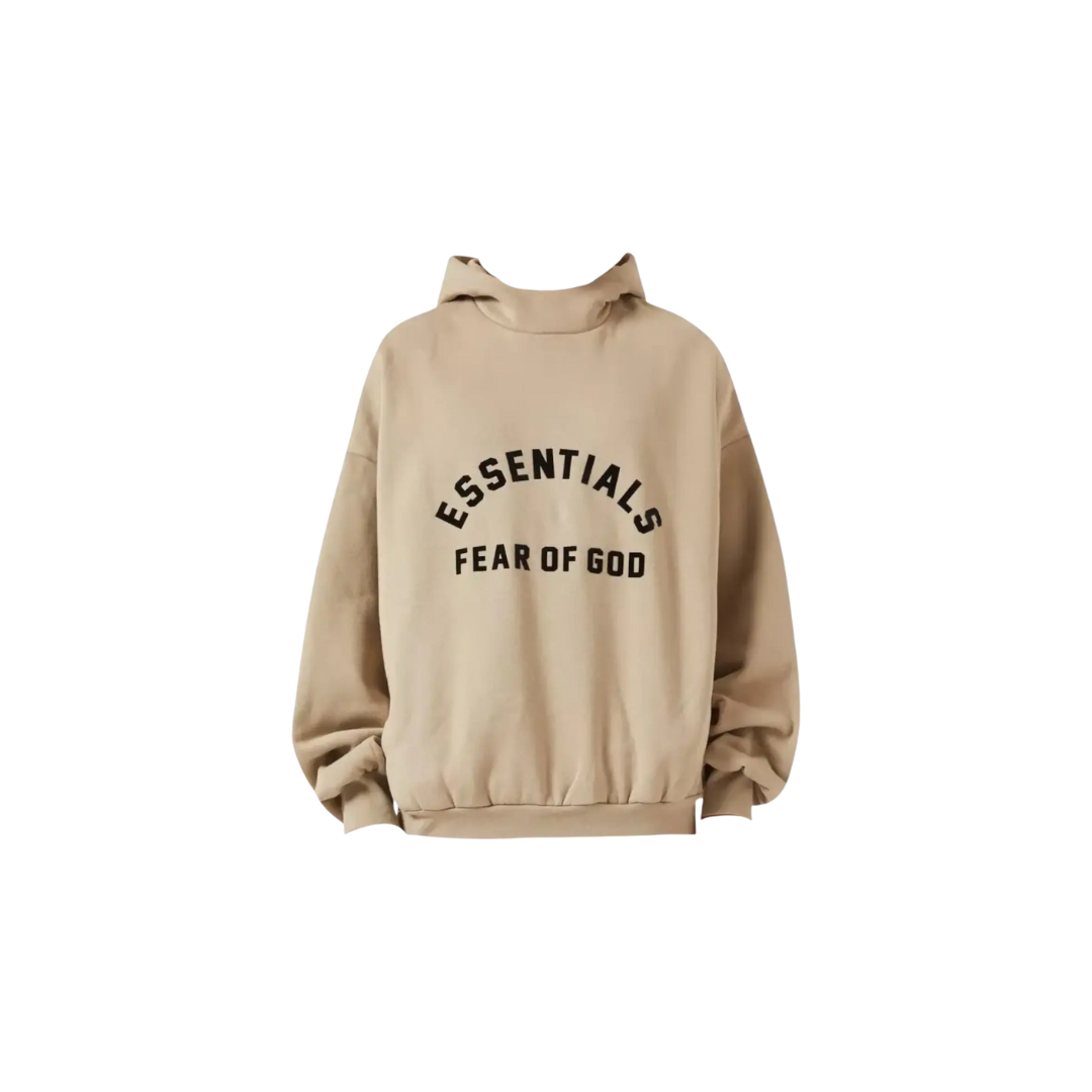 Fear Of God Essentials Pullover Hoodie Dusty Beige, Black Print (SS23)